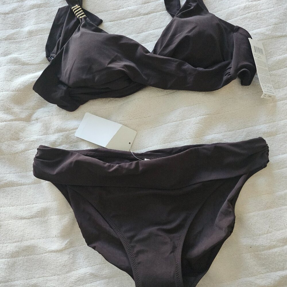 Adorable NWT two-piece Profile by Gottex brown swimsuit, ladies size 12